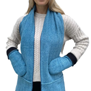 Écharpe de poche doublée à chevrons turquoise - arloca