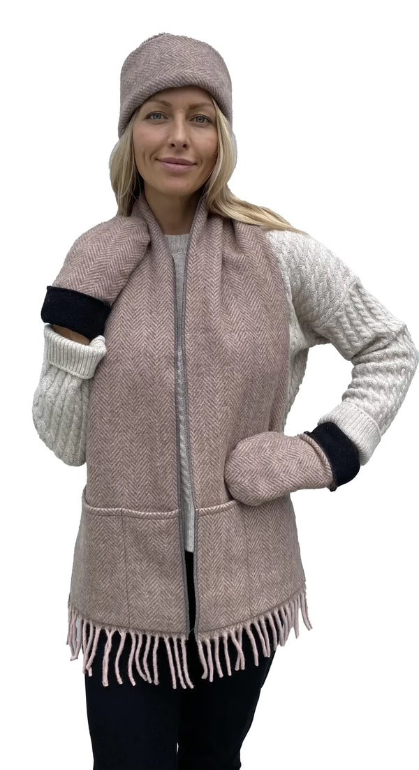 Écharpe de poche doublée à chevrons roses - arloca