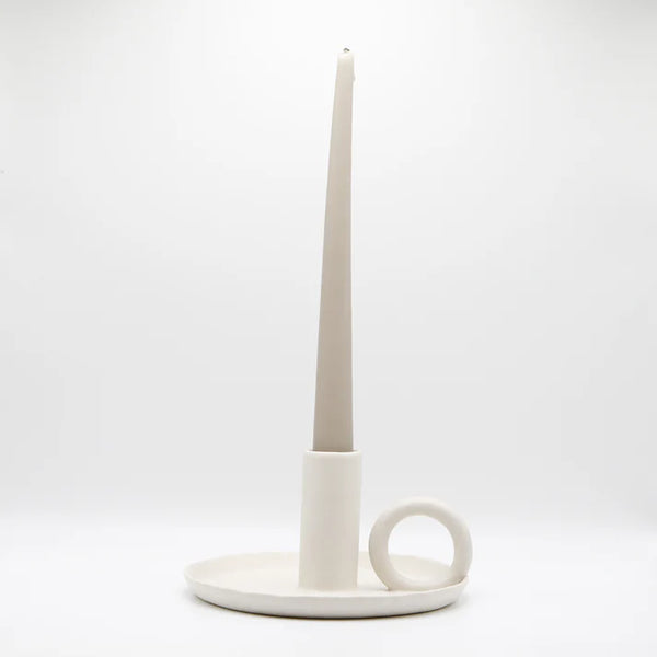 Bougeoir en porcelaine blanc - arloca