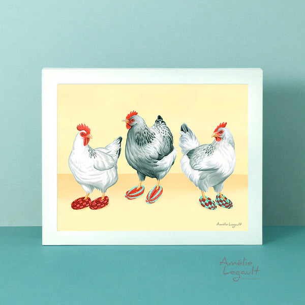 Carte de souhaits Les poules en pantoufles