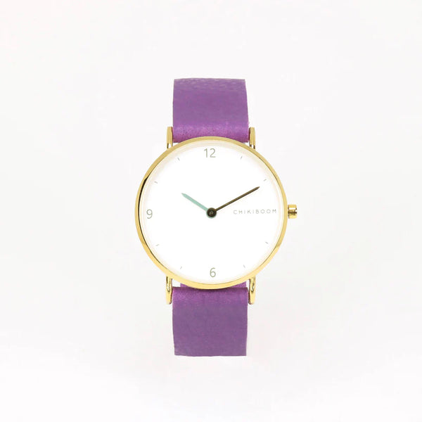 Montre pour femme mauve/blanc et or