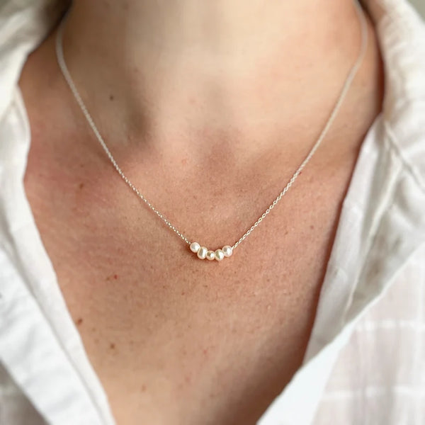 Collier argent avec 5 mini perles - arloca