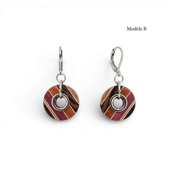 Boucles d'oreilles en bois Mosaïque - arloca