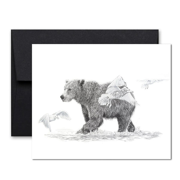 Carte de souhaits Grizzly avec son bébé