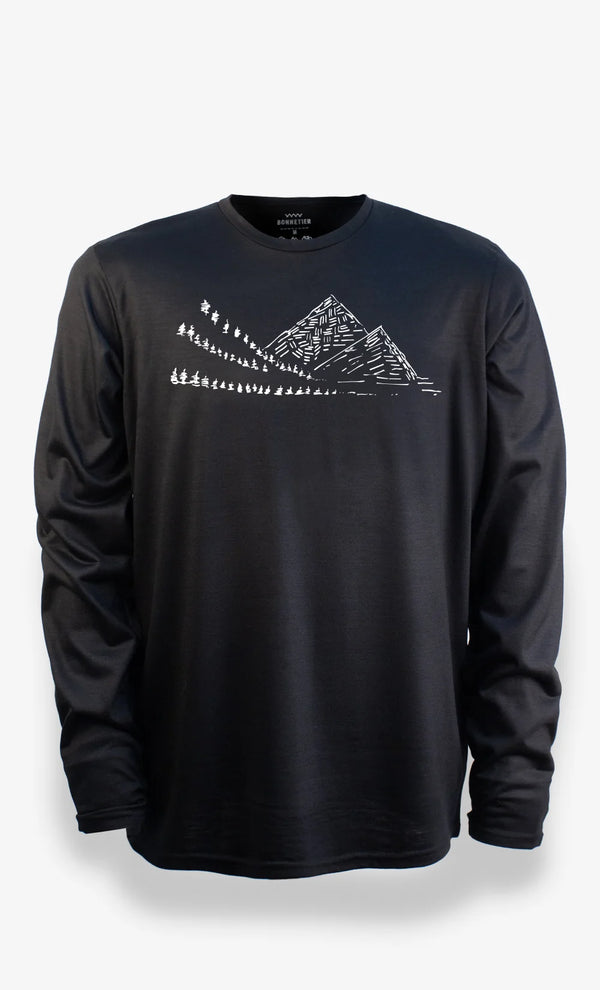 T-shirt manches longues en laine mérinos Alpes Noir