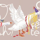 Carte de souhaits Les oies en fête - arloca