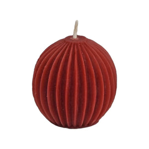 Fluted sphere beeswax candle