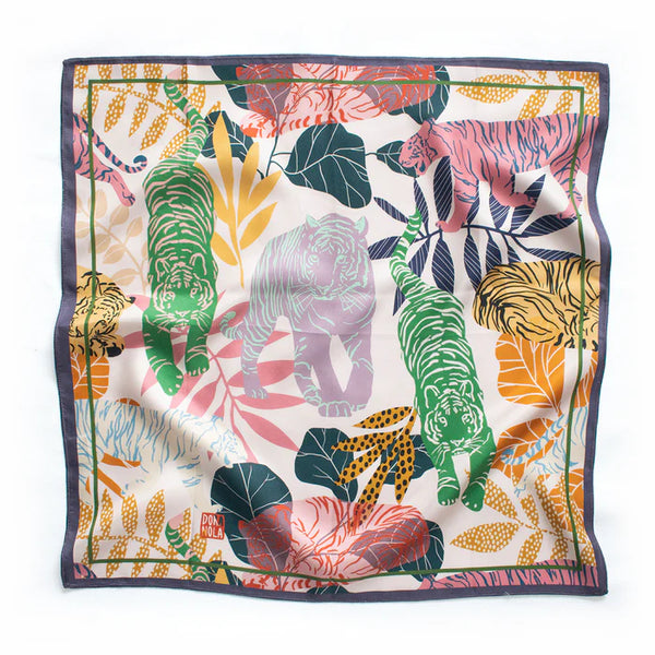 Petit foulard en soie Tigresse