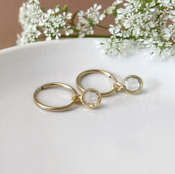 Boucles d'oreilles or et quartz - arloca