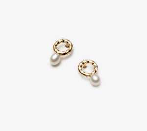 boucles d'oreilles cercles avec petites perles blanches - arloca