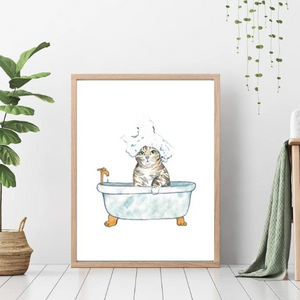 Affiche Chat tigré gris au spa - arloca