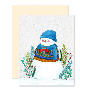 Carte de souhaits plantable Bonhomme de Neige - arloca