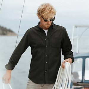 Chemise moderne en laine Melton vert olive, Anian