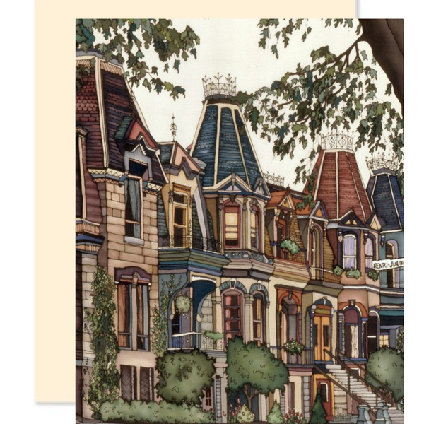 Carte de souhaits Rue du Carré St-Louis en été