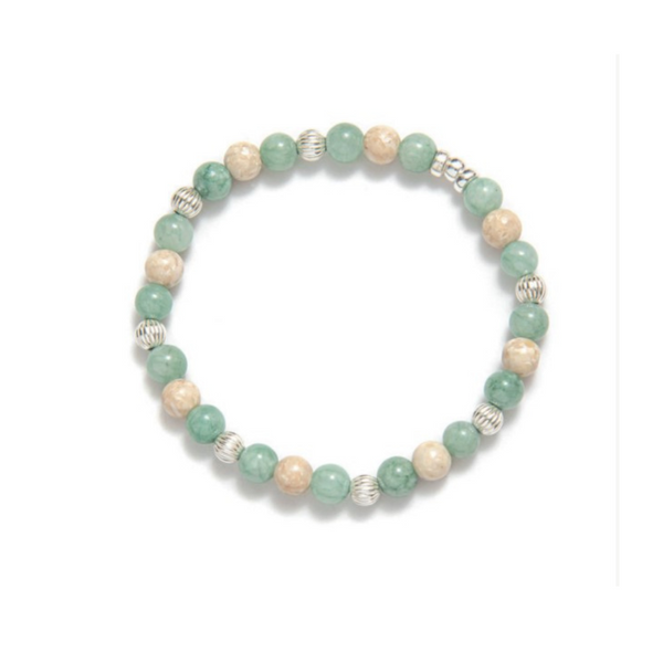 Bracelet élastique jade et argent