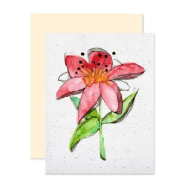 Carte de souhaits plantable La fleur rouge - arloca