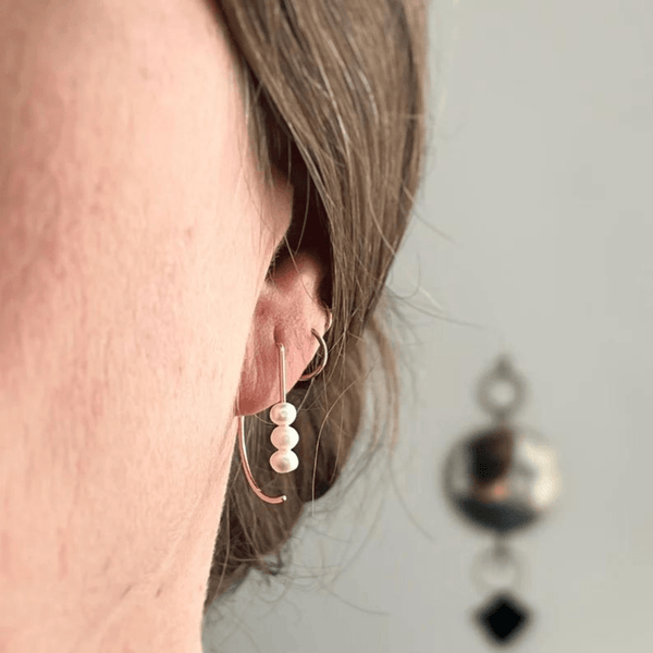 Boucles d'oreilles demi-lune et perles - arloca