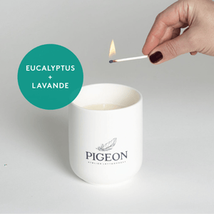 Bougie lavande et eucalyptus en céramique, Pigeon Atelier