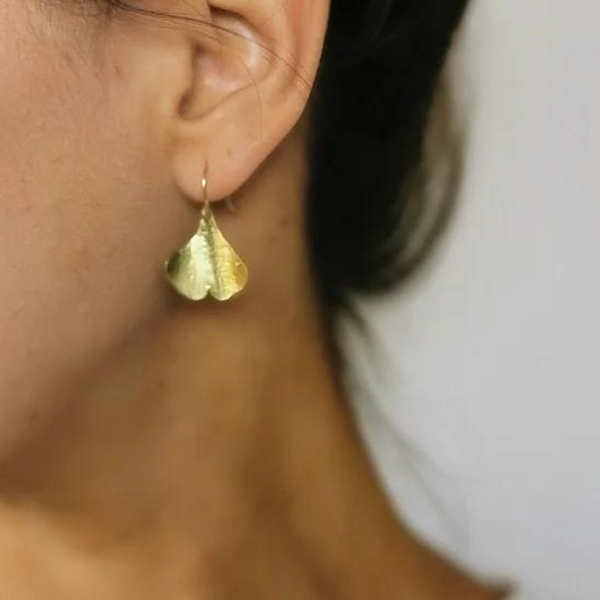 Boucles d'oreilles grand format Ginkgo or jaune - arloca