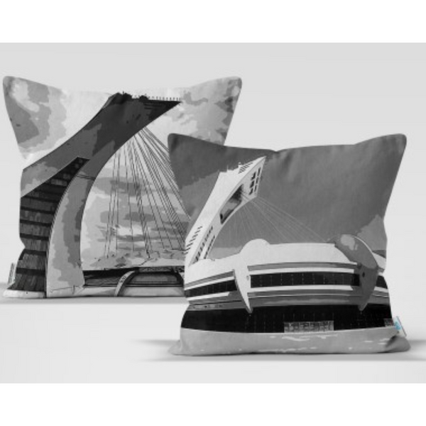 Coussin Stade Olympique de Montréal en Noir et blanc - arloca