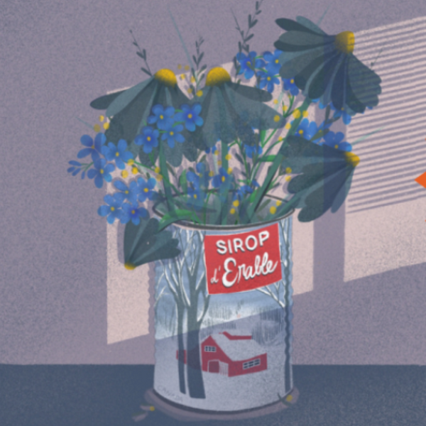 Affiche Bouquet de fleurs dans une canne de sirop d'érable