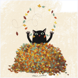 Carte de souhaits Le chat jongleur - arloca