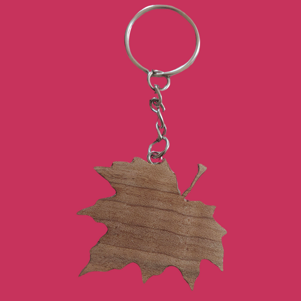 Porte-clés en bois Feuille d'érable