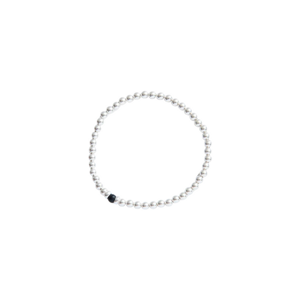 Bracelet Minimaliste argent et perle noire