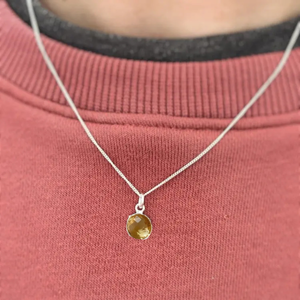 Collier en argent et pendentif citrine - arloca