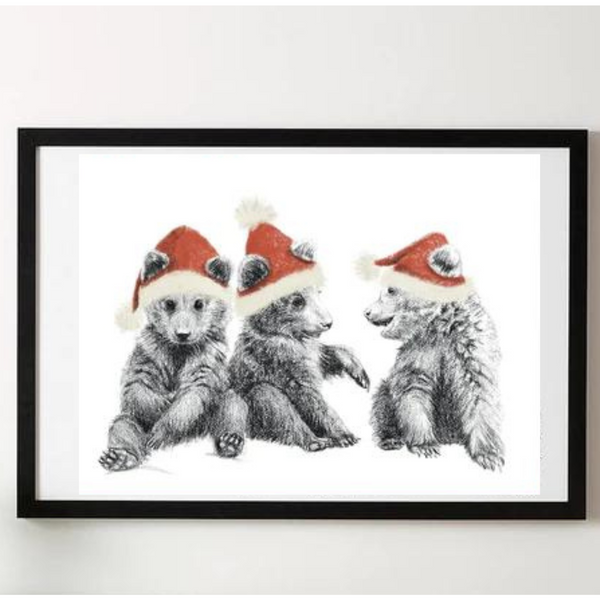 Affiche Trois petits oursons de Noël 8"x10"