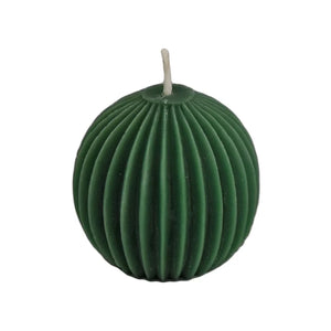 Fluted sphere beeswax candle