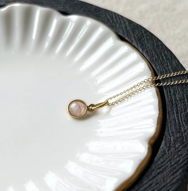 Collier or avec breloque quartz rose - arloca