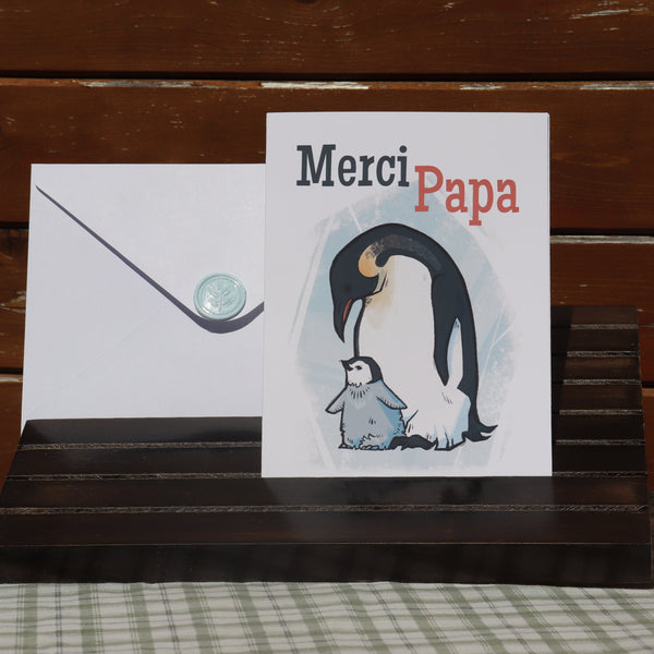 Carte de souhaits - Manchot « Merci Papa » - arloca