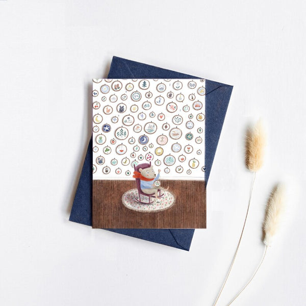 Carte de souhaits La souris broderie - arloca