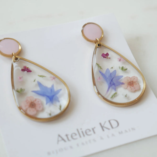 Boucles d'oreilles duo printemps Maia - goutte (XL 32mm).