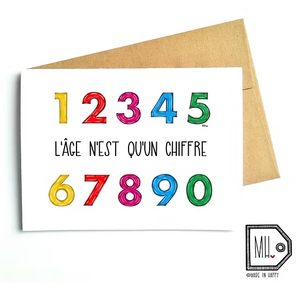 Carte de souhaits L'âge n'est qu'un chiffre - arloca