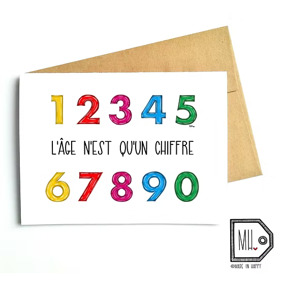 Carte de souhaits L'âge n'est qu'un chiffre - arloca