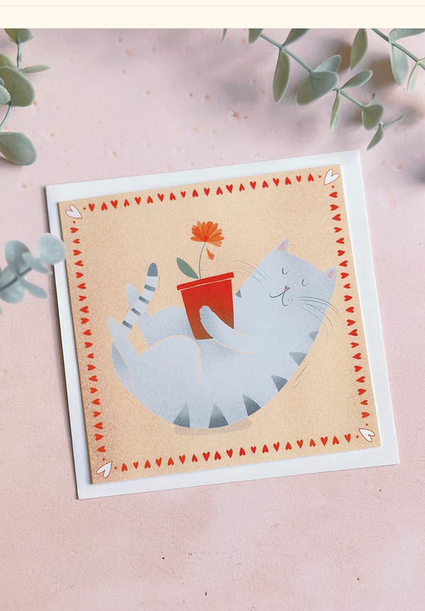 Carte de souhaits le chat jardinier - arloca