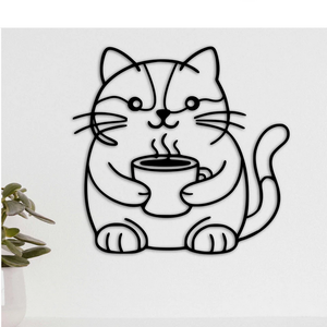 Carte de souhaits Le chat et son café - arloca