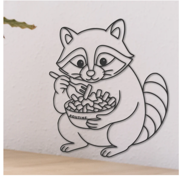 Décoration murale Le racoon qui mange de la poutine