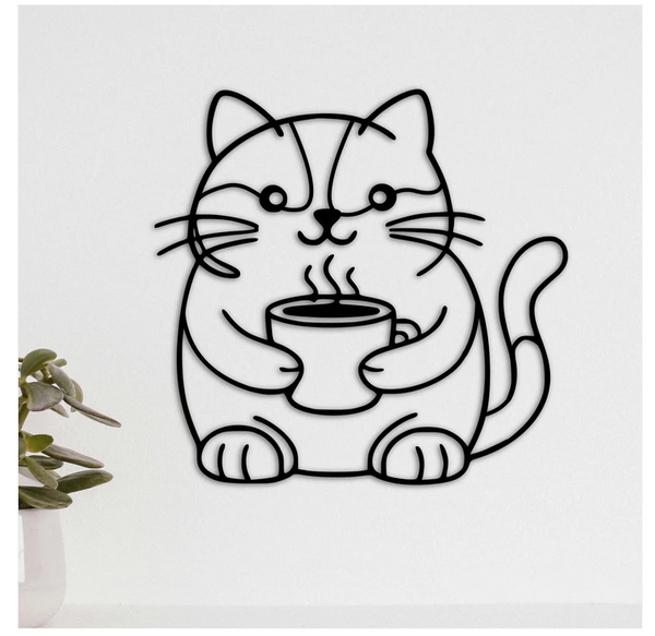 Décoration murale Le chat et son café