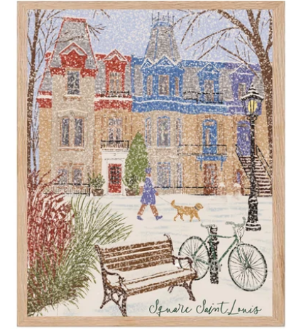 Affiche murale Square Saint-Louis en hiver.