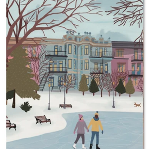 Carte postale Parc La Fontaine en hiver.