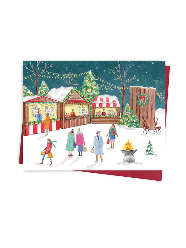 Carte de voeux Le marché de Noël
