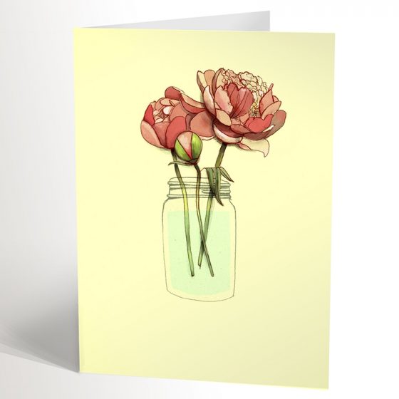 Carte de voeux Les pivoines