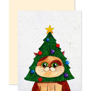 Carte de souhaits plantable Chat-pin de Noel - arloca