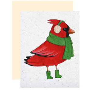Carte de souhaits plantable Cardinal en hiver - arloca