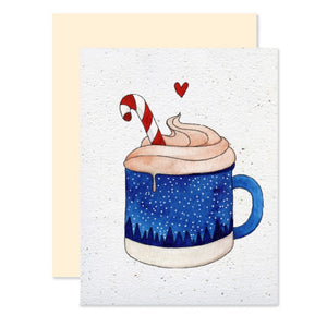 Carte de souhaits plantable Tasse & neige - arloca