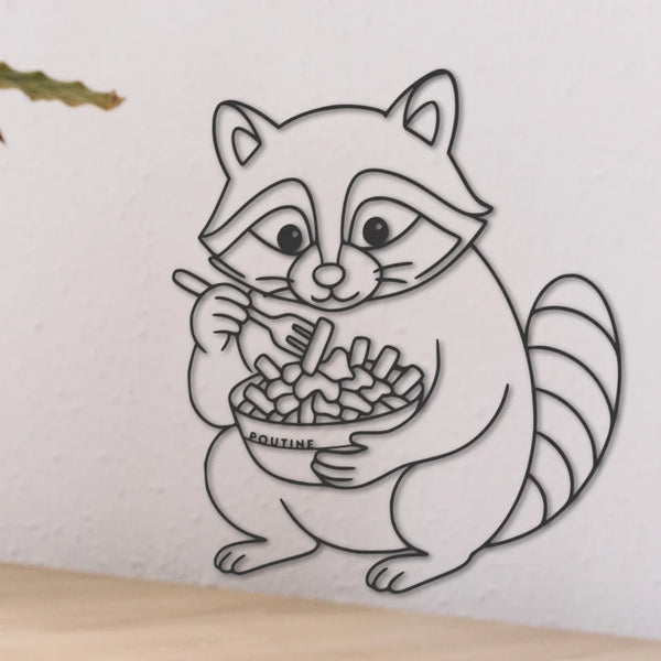 Carte de souhaits Le racoon qui mange de la poutine
