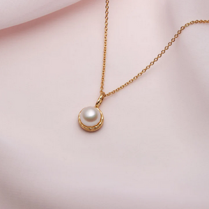 Collier Minimaliste doré avec perle blanche - arloca